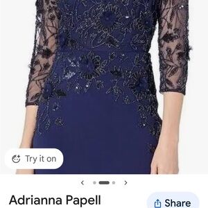 Adrianna Papell Deep Blue Floral Lace Dress